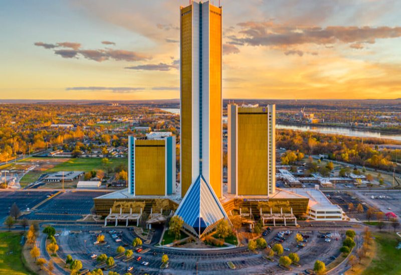 Aerial view of a high-rise building highlighting advanced security systems in Austin and Dallas, Texas